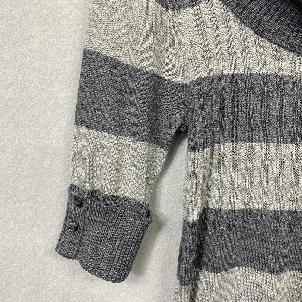 Liv Womens Gray Striped Cowl Neck Sweater Dress 3/4 Sleeve Size‎ L SL1690